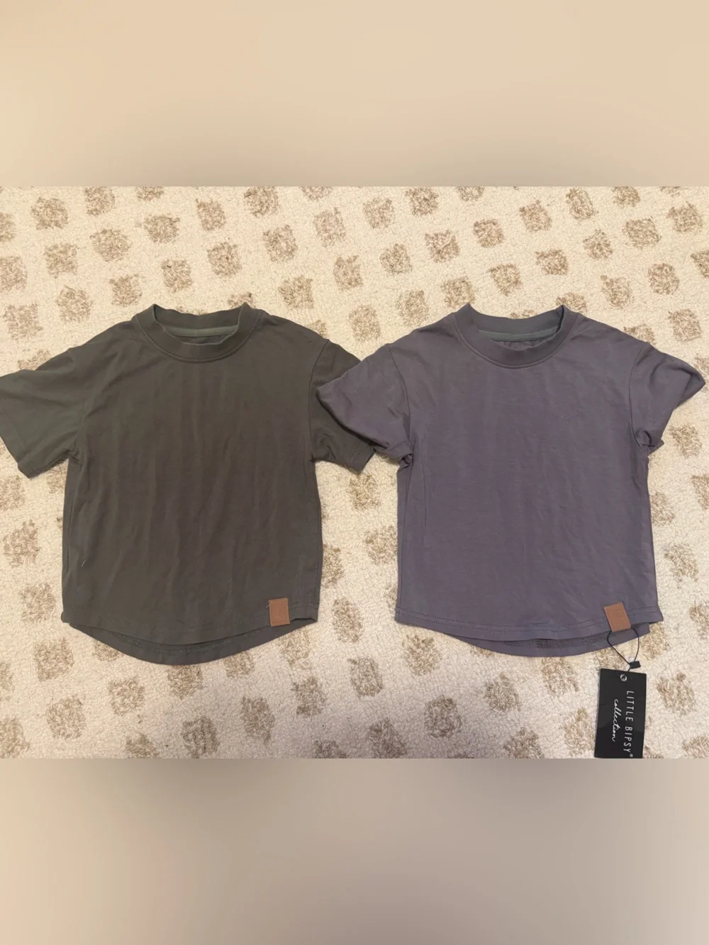 Little Bipsy Short Sleeve Tee Set in Charcoal Stone and Dark Green